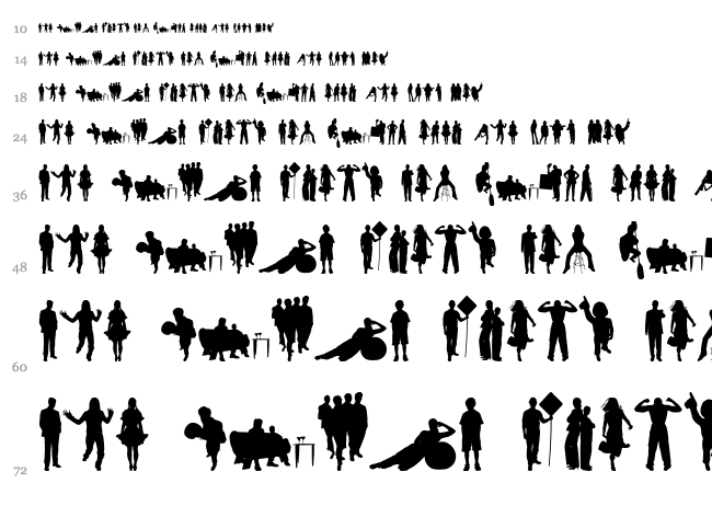 Human Silhouettes Free Six font waterfall